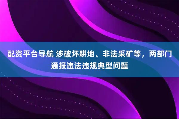 配资平台导航 涉破坏耕地、非法采矿等，两部门通报违法违规典型问题